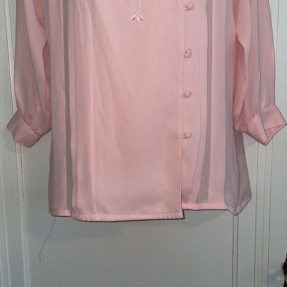 Vtg 80s/90s‎ Jean de Pierre light pink embroidered blouse - Picture 4 of 9